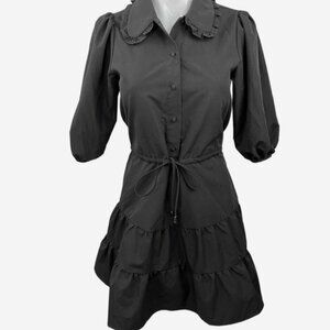 Zara balloon sleeve ruffle collared dress